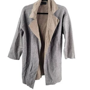 Zara Gray Cardigan Sweater Jacket Notch Collar Womens Size Large Twee